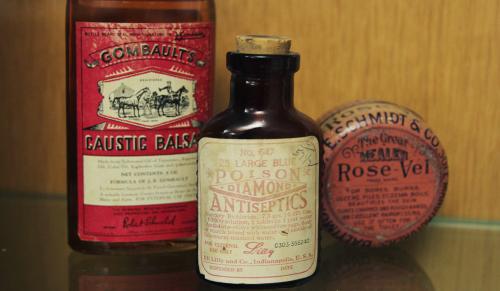 For many rural 19th century Americans, dose size was the only different between human and veterinary medicines, and as such include instructions for both human and animal use. (Photo credit: Kendall Teare)